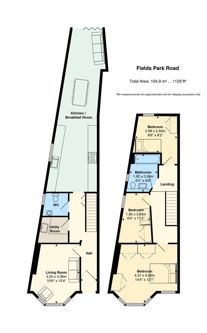 Floorplan for Fields Park Road, Pontcanna, Cardiff
